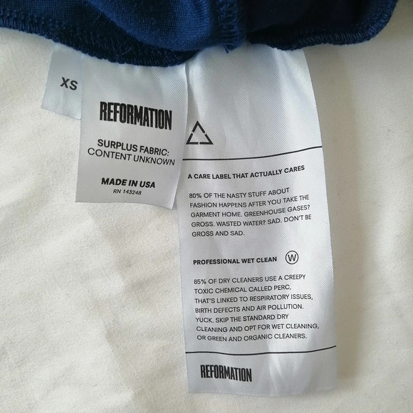 Reformation Avalon Blue Velvet Lace Up Bodysuit Plunging V-Neck Pong Sleeve XS - Picture 15 of 16